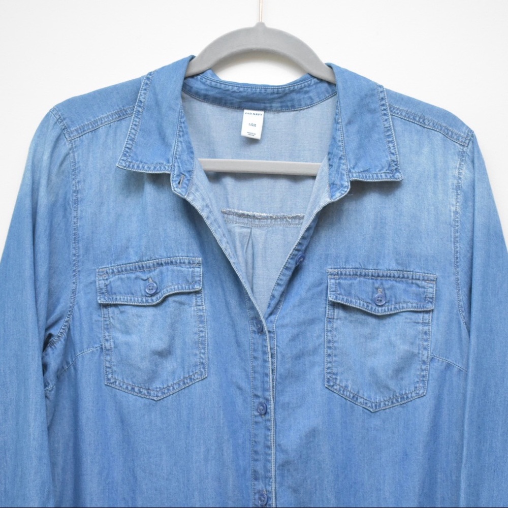 OLD NAVY Denim Pocket Tent Casual Knee Length Lg - Picture 3 of 7